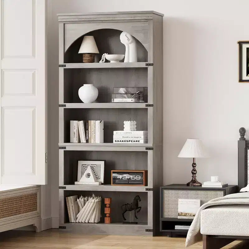 Étagère de 170 cm, meuble de rangement à 5 niveaux avec cadre en métal, organisateur de rangement style ferme avec étagères ouvertes, pour bureau, salon, chambre à coucher