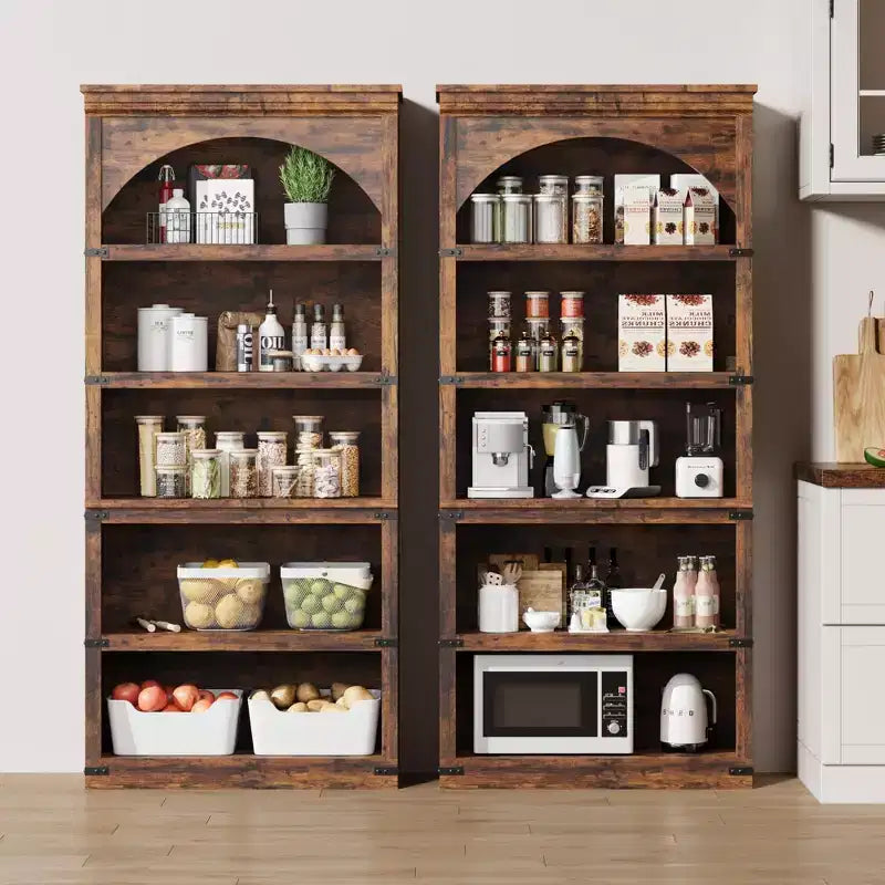 Étagère de 170 cm, meuble de rangement à 5 niveaux avec cadre en métal, organisateur de rangement style ferme avec étagères ouvertes, pour bureau, salon, chambre à coucher