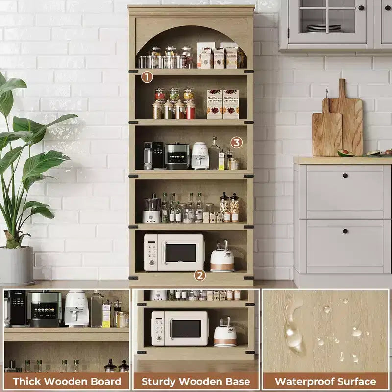 Étagère de 170 cm, meuble de rangement à 5 niveaux avec cadre en métal, organisateur de rangement style ferme avec étagères ouvertes, pour bureau, salon, chambre à coucher