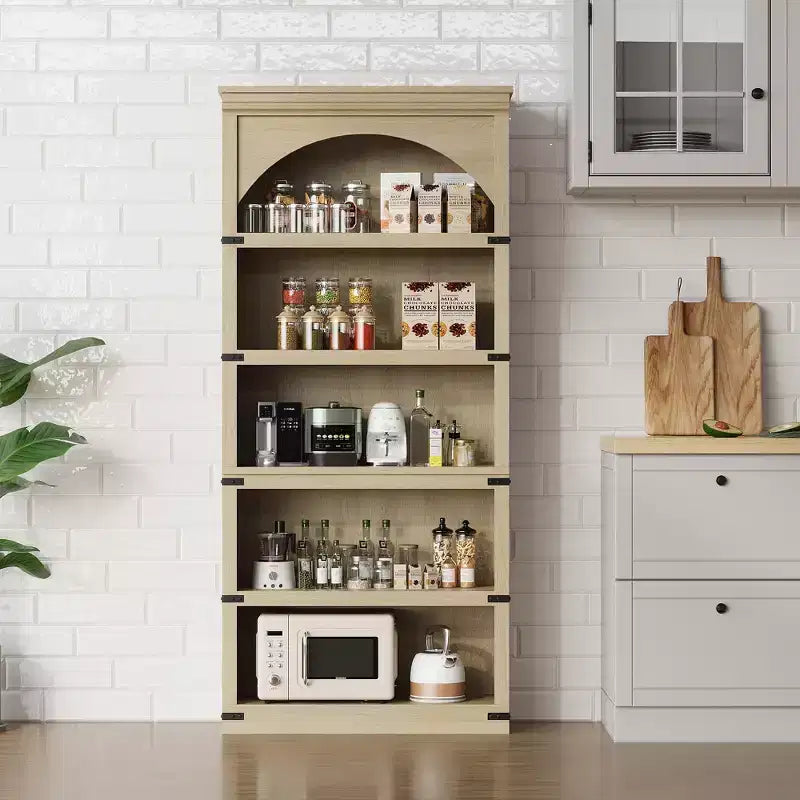 Étagère de 170 cm, meuble de rangement à 5 niveaux avec cadre en métal, organisateur de rangement style ferme avec étagères ouvertes, pour bureau, salon, chambre à coucher