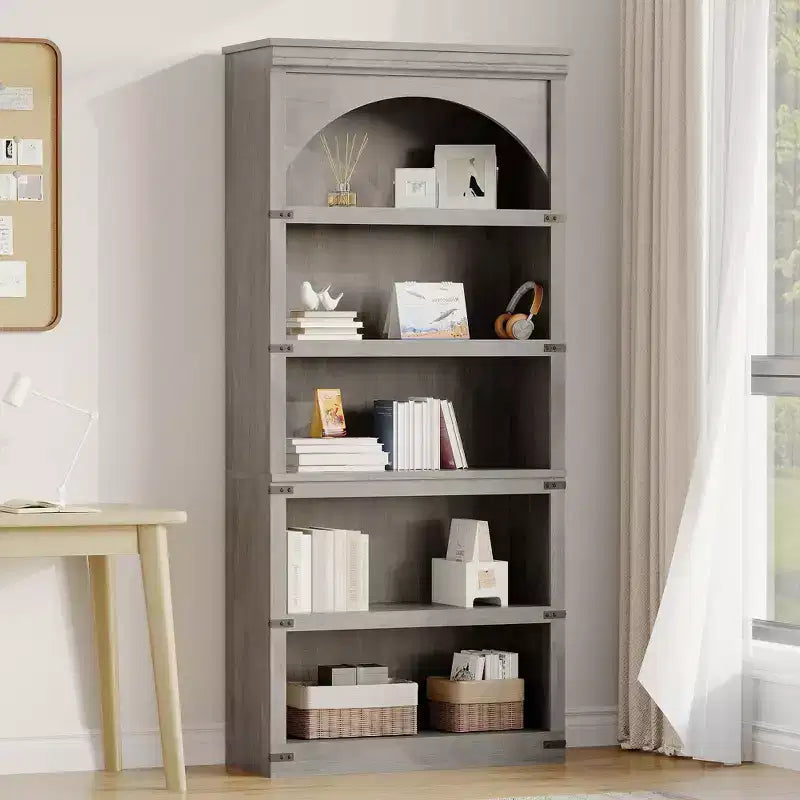 Étagère de 170 cm, meuble de rangement à 5 niveaux avec cadre en métal, organisateur de rangement style ferme avec étagères ouvertes, pour bureau, salon, chambre à coucher