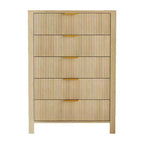 Slim Dresser for Small Spaces,Fluted 5 Drawer Dresse for Bedroom Apartment,