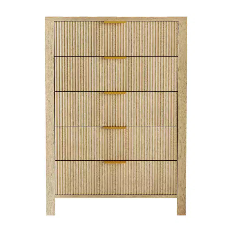 Slim Dresser for Small Spaces,Fluted 5 Drawer Dresse for Bedroom Apartment,