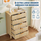 Commode étroite pour petits espaces, Commode flûtée à 5 tiroirs pour chambre à coucher ou appartement,