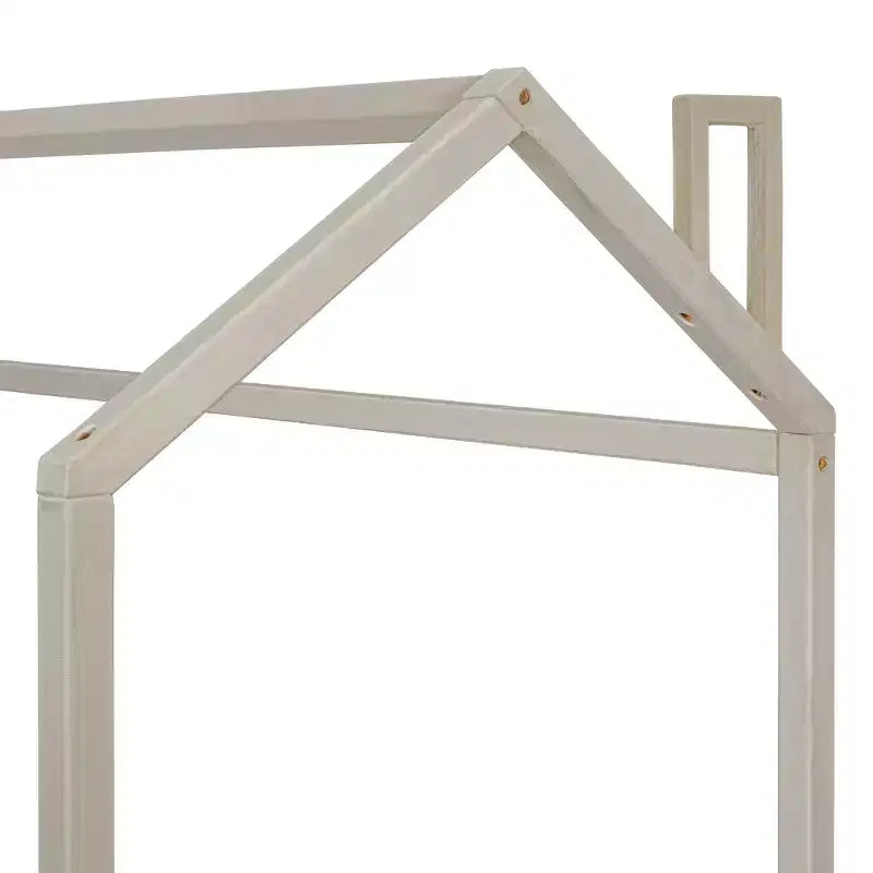 Lit cabane jumeau/double pour fille avec tête et pied de lit touffetés en velours, cadre de lit cabane pour enfants avec toit, beige