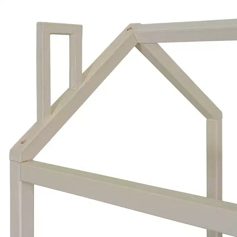 Lit cabane jumeau/double pour fille avec tête et pied de lit touffetés en velours, cadre de lit cabane pour enfants avec toit, beige