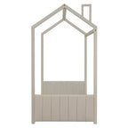 Lit cabane jumeau/double pour fille avec tête et pied de lit touffetés en velours, cadre de lit cabane pour enfants avec toit, beige