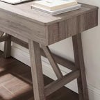 HomeStock Bureau informatique en bois d'acacia noir de 74,9 cm de hauteur avec tiroir de classement