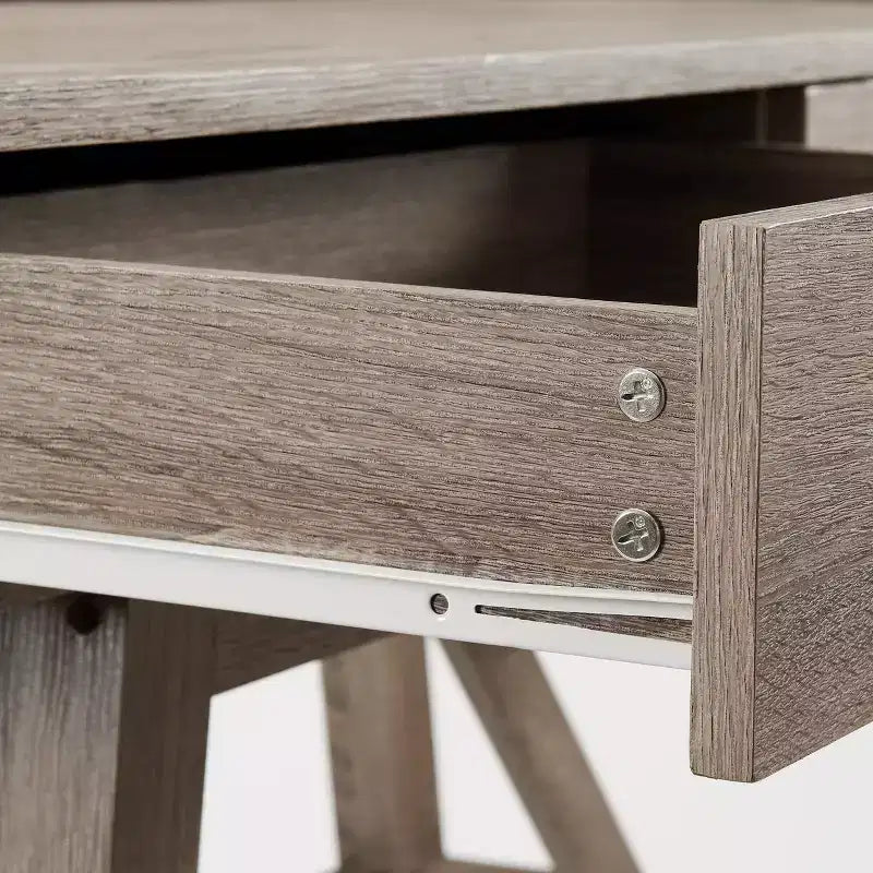HomeStock Bureau informatique en bois d'acacia noir de 74,9 cm de hauteur avec tiroir de classement