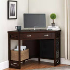 Bureaux d'ordinateur en bois d'acacia marron de 73,66 cm de haut avec tiroir de classement HomeStock