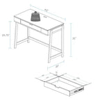 HomeStock Bureaux informatiques en bois d'hévéa marron de 76,2 cm de haut sans rangement