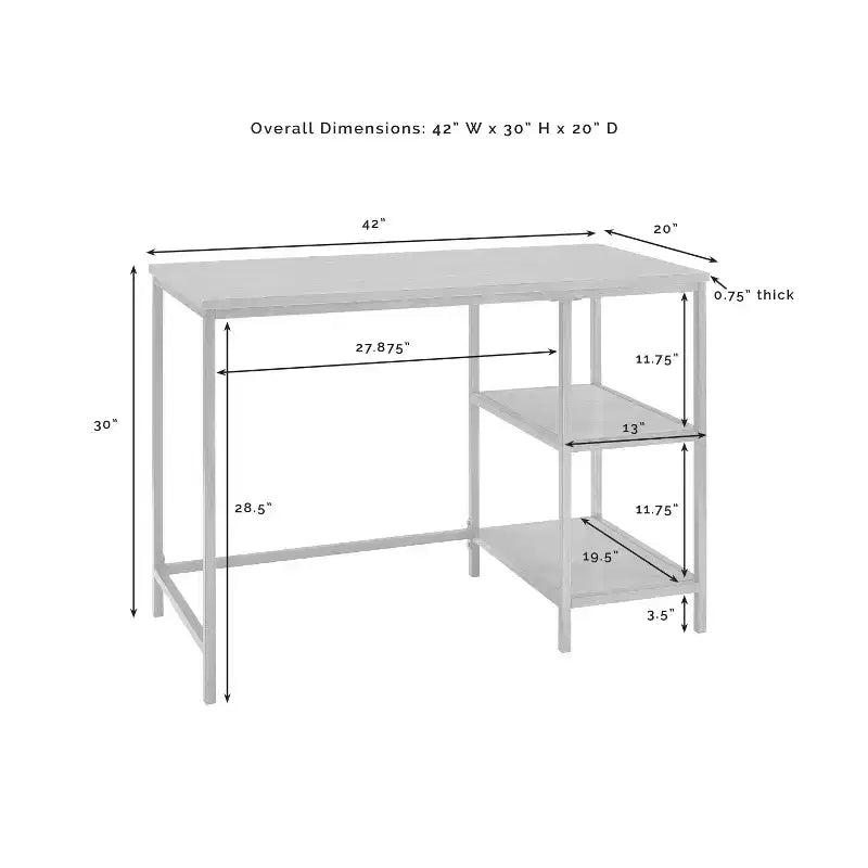 Bureau informatique HomeStock de 31,75 cm de hauteur en bois de bouleau marron avec tiroir universel