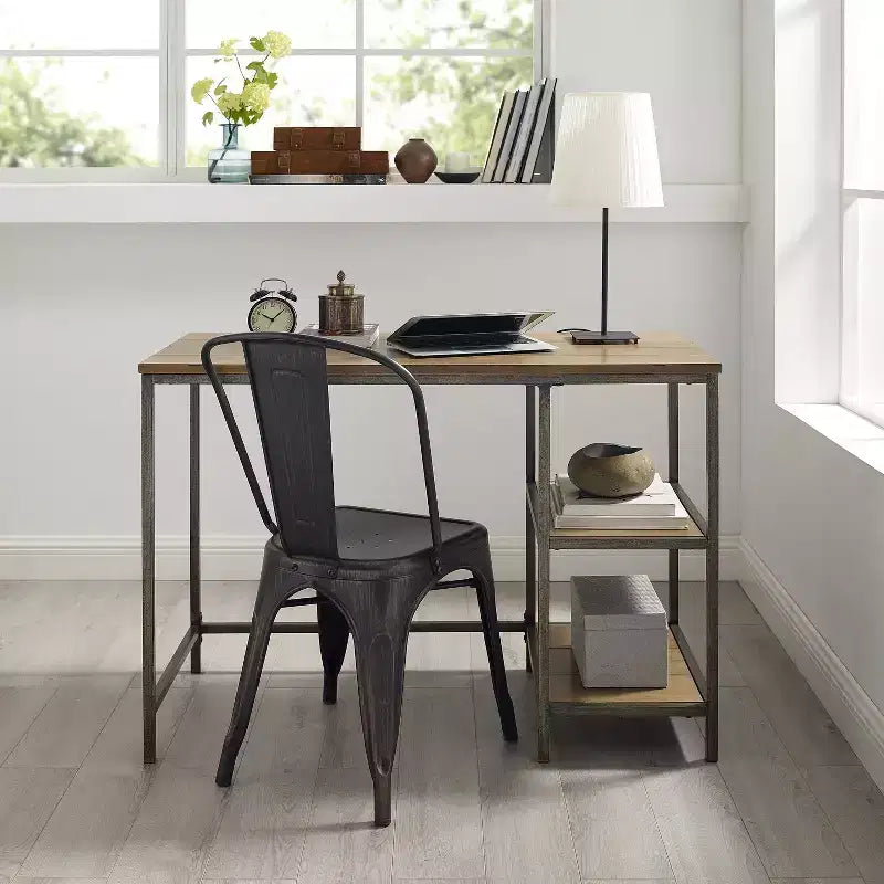 Bureau informatique HomeStock de 31,75 cm de hauteur en bois de bouleau marron avec tiroir universel