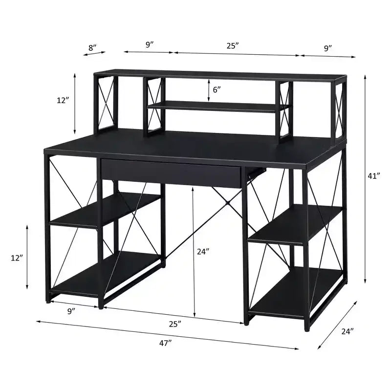 Bureaux debout HomeStock 45 po (114,3 cm) de hauteur, en acier noir, sans rangement