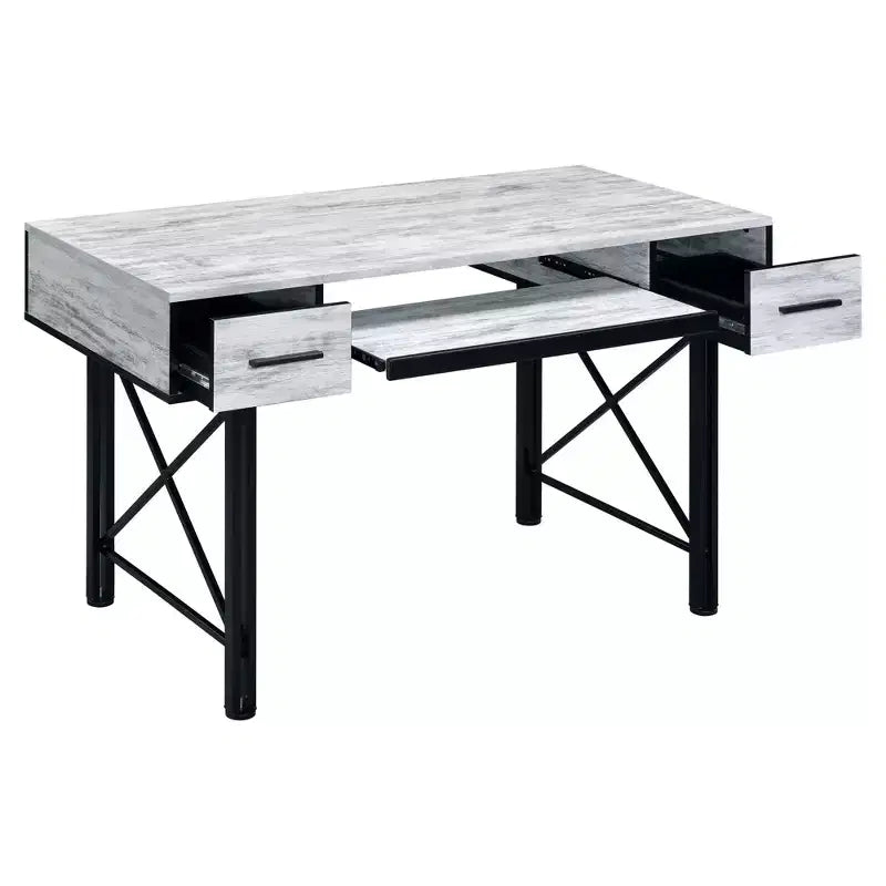HomeStock Bureaux informatiques en placage de bois gris de 74 cm de hauteur avec tiroir de classement