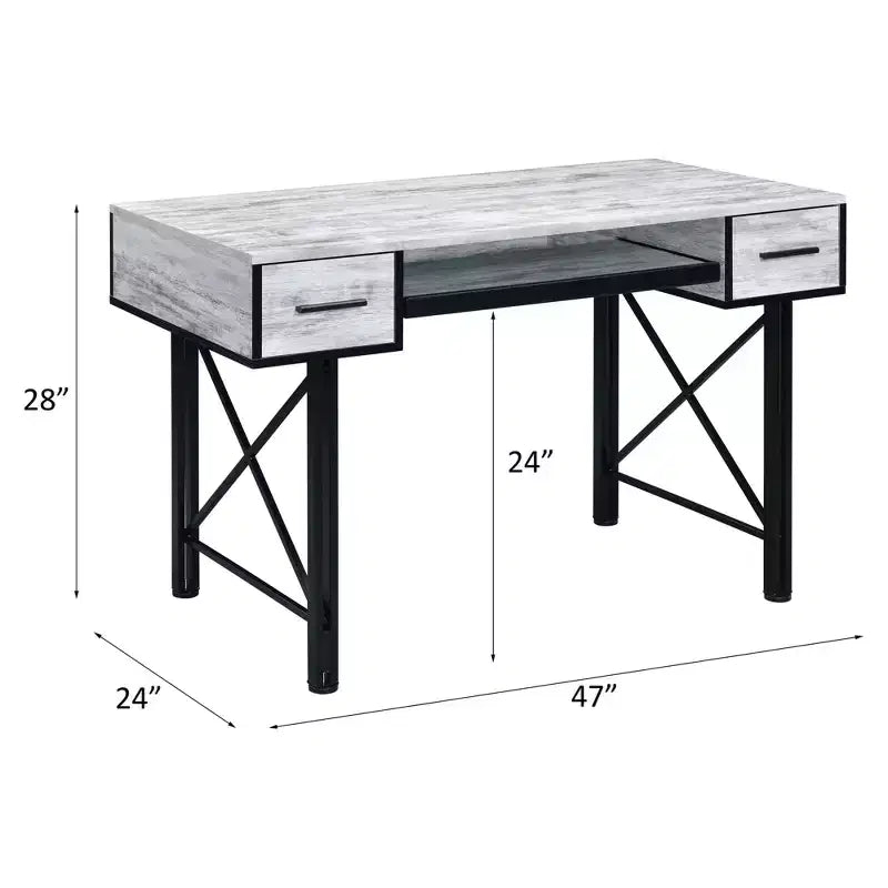 HomeStock Bureaux informatiques en placage de bois gris de 74 cm de hauteur avec tiroir de classement