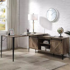 HomeStock Bureau informatique en bois marron de 76 cm de haut avec étagère de rangement ouverte