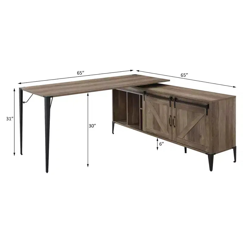HomeStock Bureau informatique en bois marron de 76 cm de haut avec étagère de rangement ouverte