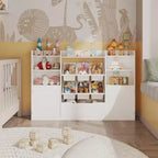 Meuble de rangement pour enfants avec 6 bacs, étagère de rangement pour tout-petits avec tiroir et porte, bibliothèque pour enfants pour salle de jeux et classe
