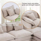 Canapé moderne en velours côtelé Furniliving, canapé-lit de 101,6 cm avec 3 coussins décoratifs, siège simple avec pouf