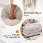 Canapé moderne en velours côtelé Furniliving, canapé-lit de 101,6 cm avec 3 coussins décoratifs, siège simple avec pouf