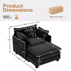 Canapé moderne en velours côtelé Furniliving, canapé-lit de 101,6 cm avec 3 coussins décoratifs, siège simple avec pouf