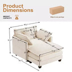 Canapé moderne en velours côtelé Furniliving, canapé-lit de 101,6 cm avec 3 coussins décoratifs, siège simple avec pouf
