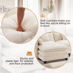 Canapé moderne en velours côtelé Furniliving, canapé-lit de 101,6 cm avec 3 coussins décoratifs, siège simple avec pouf