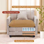 Canapé moderne en velours côtelé Furniliving, canapé-lit de 101,6 cm avec 3 coussins décoratifs, siège simple avec pouf