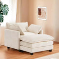 Furniliving Modern Corduroy Couch, 40 Inch Sleeper Sofa with 3 Accent Pillows, Single Seat with Ottoman