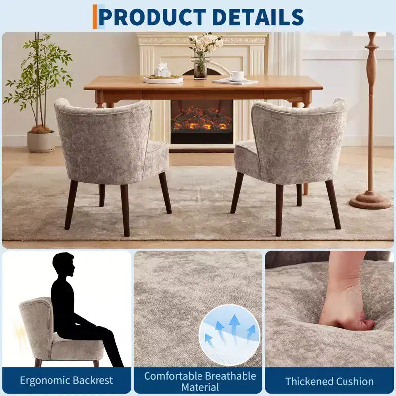 Fauteuil d'appoint moderne COZONY, fauteuil simple rembourré en tissu avec siège lounge et pieds en bois pour salon, bureau, chambre à coucher, 1 pièce