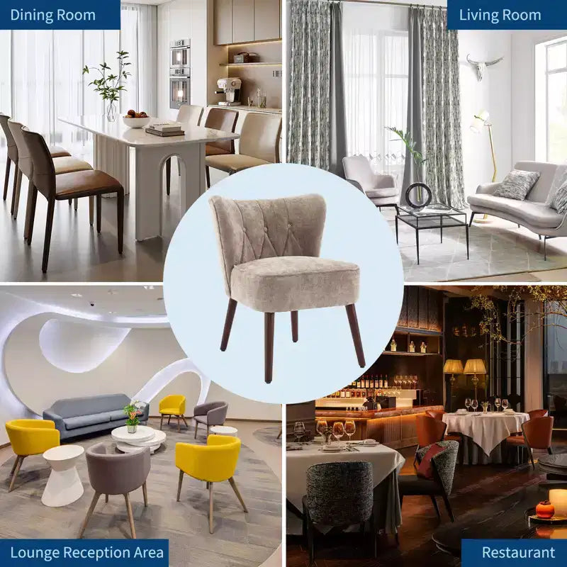 Fauteuil d'appoint moderne COZONY, fauteuil simple rembourré en tissu avec siège lounge et pieds en bois pour salon, bureau, chambre à coucher, 1 pièce