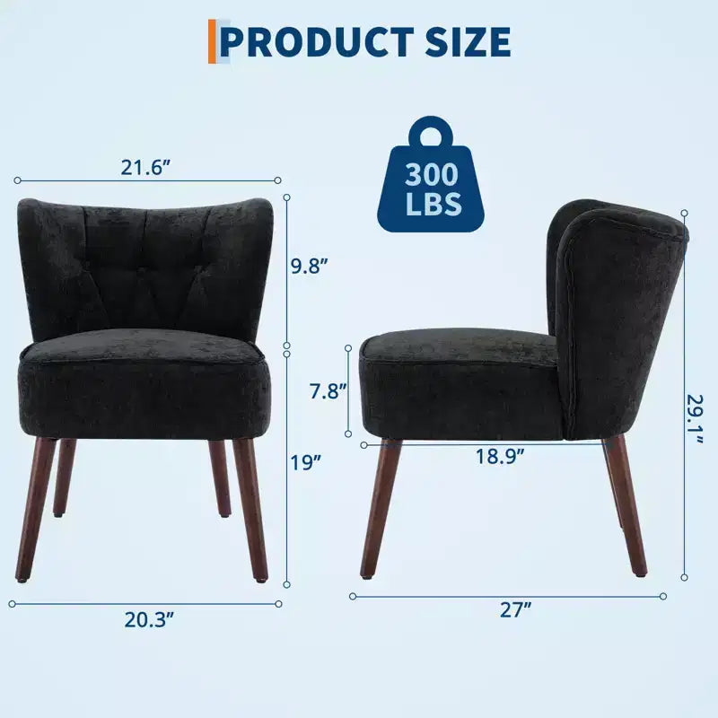 Fauteuil d'appoint moderne COZONY, fauteuil simple rembourré en tissu avec siège lounge et pieds en bois pour salon, bureau, chambre à coucher, 1 pièce
