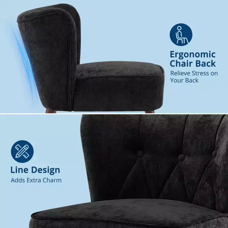 Fauteuil d'appoint moderne COZONY, fauteuil simple rembourré en tissu avec siège lounge et pieds en bois pour salon, bureau, chambre à coucher, 1 pièce