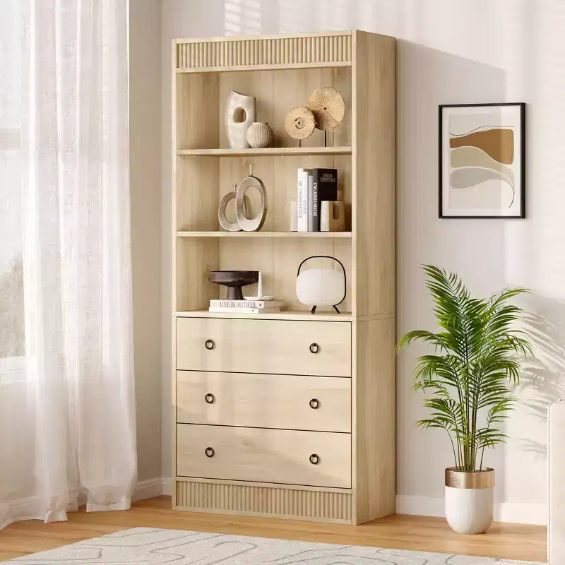 COZONY Grande bibliothèque de 180 cm, étagère moderne en bois avec tablettes robustes pour le rangement dans le salon, le bureau, la chambre ou la salle d'étude