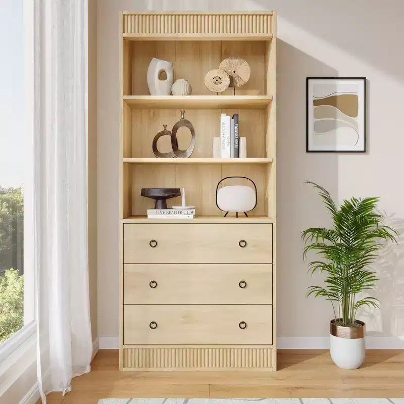 COZONY Grande bibliothèque de 180 cm, étagère moderne en bois avec tablettes robustes pour le rangement dans le salon, le bureau, la chambre ou la salle d'étude