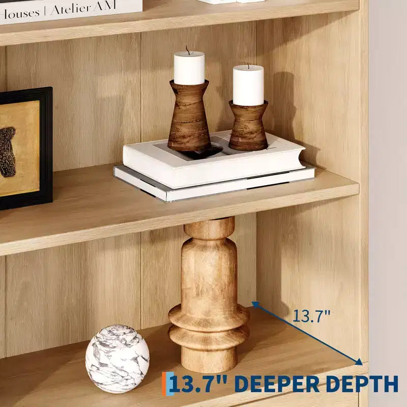 COZONY Grande bibliothèque de 180 cm, étagère moderne en bois avec tablettes robustes pour le rangement dans le salon, le bureau, la chambre ou la salle d'étude