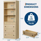 COZONY Grande bibliothèque de 180 cm, étagère moderne en bois avec tablettes robustes pour le rangement dans le salon, le bureau, la chambre ou la salle d'étude