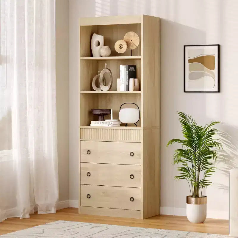 COZONY Grande bibliothèque de 180 cm, étagère moderne en bois avec tablettes robustes pour le rangement dans le salon, le bureau, la chambre ou la salle d'étude