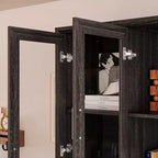 Meuble de cuisine Famapy avec portes en verre trempé, table de buffet à vitrine, centre de rangement pour cuisine et salle à manger