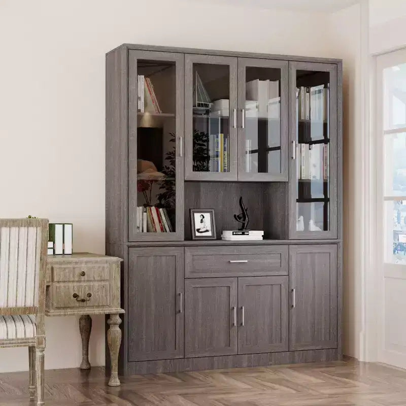 Meuble de cuisine Famapy avec portes en verre trempé, table de buffet à vitrine, centre de rangement pour cuisine et salle à manger