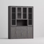 Meuble de cuisine Famapy avec portes en verre trempé, table de buffet à vitrine, centre de rangement pour cuisine et salle à manger