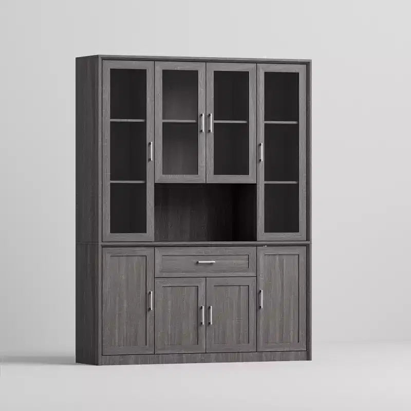 Meuble de cuisine Famapy avec portes en verre trempé, table de buffet à vitrine, centre de rangement pour cuisine et salle à manger