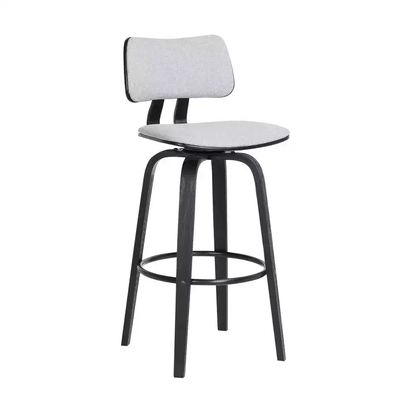 HomeRoots 26 Light Gray And Black Fabric Swivel Low Back Counter Height Bar Chair