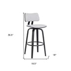 Chaise de bar pivotante HomeRoots 26, dossier bas, en tissu gris clair et noir, hauteur comptoir