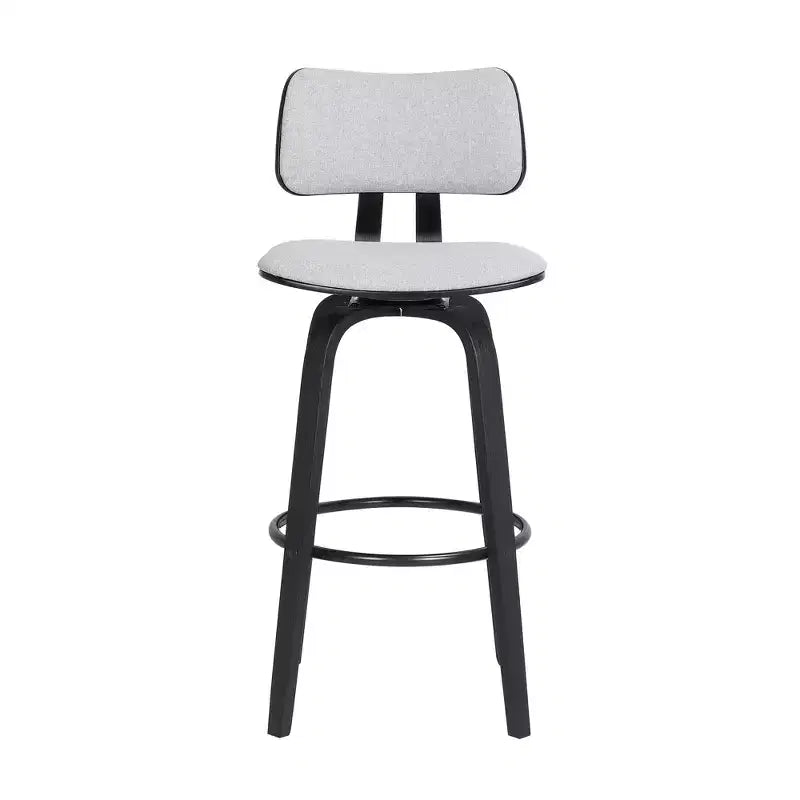 Chaise de bar pivotante HomeRoots 26, dossier bas, en tissu gris clair et noir, hauteur comptoir