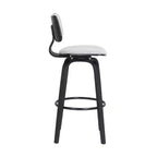 Chaise de bar pivotante HomeRoots 26, dossier bas, en tissu gris clair et noir, hauteur comptoir