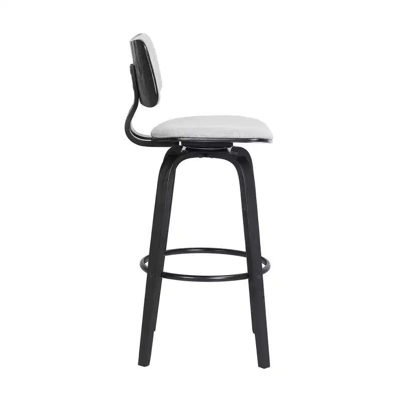 Chaise de bar pivotante HomeRoots 26, dossier bas, en tissu gris clair et noir, hauteur comptoir