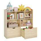 COZONY Organisateur de rangement pour enfants, bibliothèque avec 5 compartiments et 2 tiroirs, commode pour salle de jeux, chambre à coucher, couloir, salle de classe ou chambre d'enfant