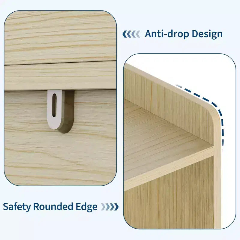 COZONY Organisateur de rangement pour enfants, bibliothèque avec 5 compartiments et 2 tiroirs, commode pour salle de jeux, chambre à coucher, couloir, salle de classe ou chambre d'enfant